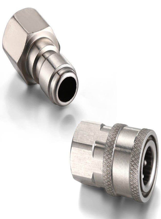 Shimeyao 2 Sets NPT 1/4 Inch Pressure Washer Coupler Quick Connect Plug Male Female 1/4 Quick Connect Fittings Pressure Washer Adapters Pressure Washer Accessories (External Internal Thread) - Image 3